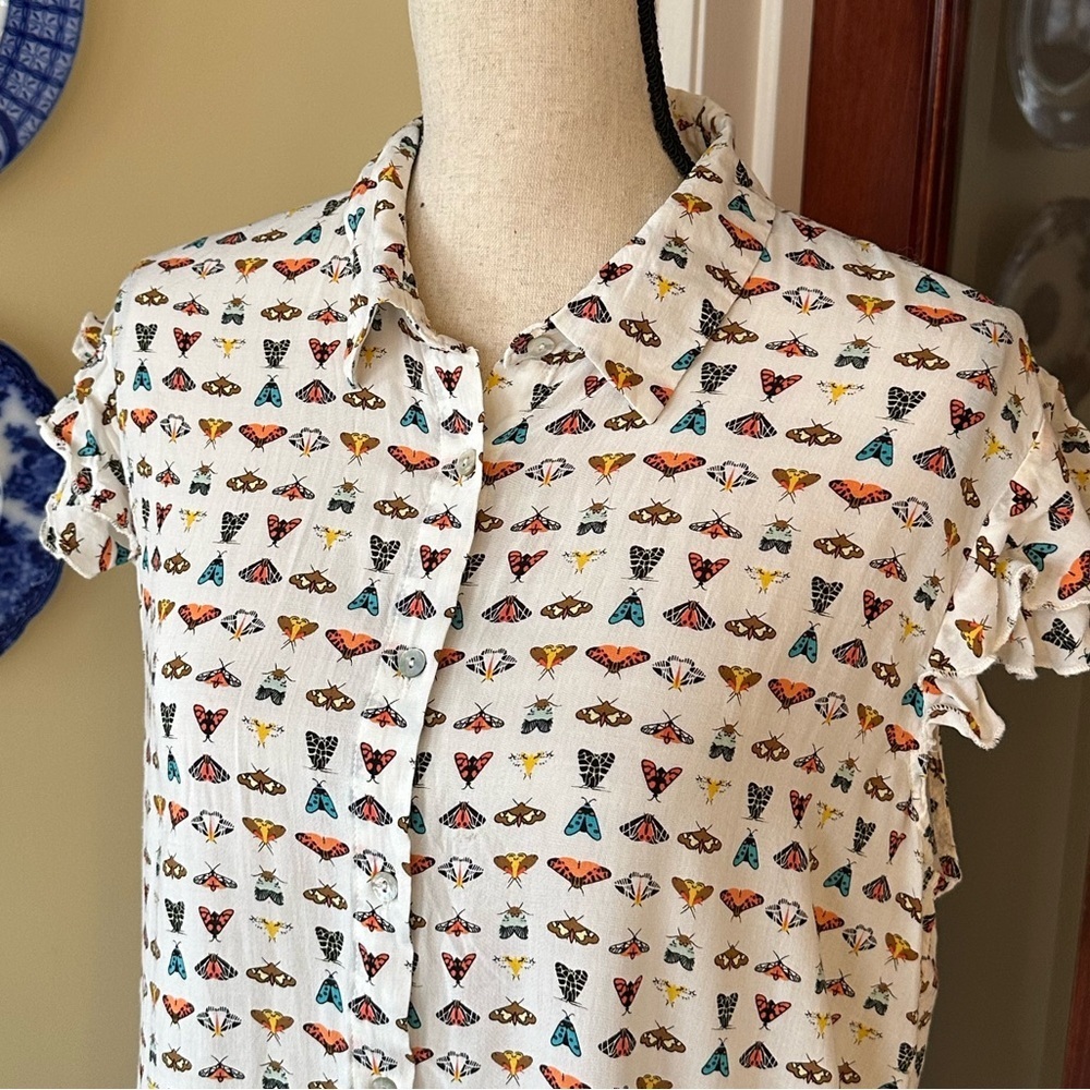 Grand & Greene | Butterfly/Moth Novelty Print Button Down Shirt, XL - Picture 3 of 9